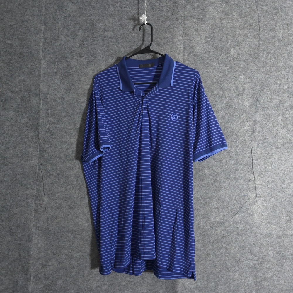 G/Fore Mens Striped Golf Polo Shirt Blue Size Large Athletic Casual Performances